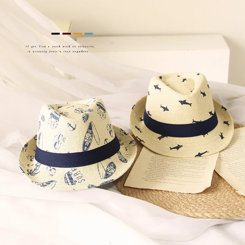 

Summer Beach Sun Hat Children'S Straw Hat Boys Weave Breathable Kids Jazz Straw Cap Boys Panama Cowboy Hat Sombrero Infant