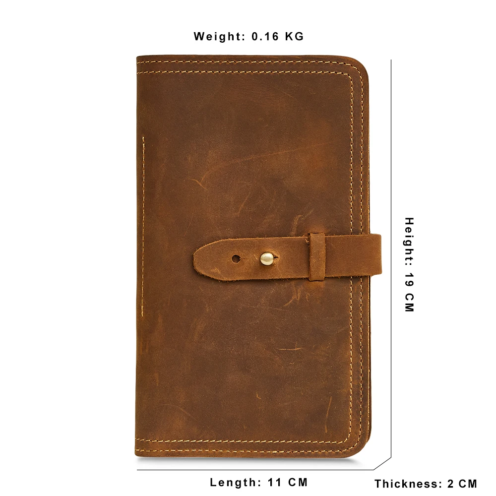 Long men's wallet Multi-function belt pen insert leather passport book Coin purses multi-card Money clip passport bag