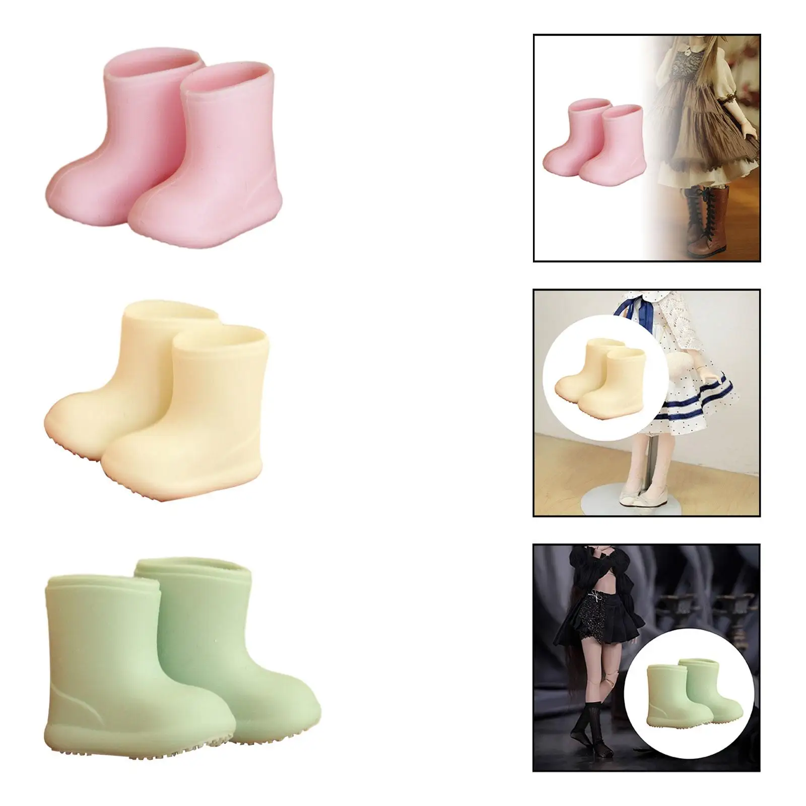 Doll Rain Boots Shoes Doll Accessories for 1/12 Doll Cute Waterproof Sturdy Ob11 Doll Shoes Soft Simulation Stylish Miniature