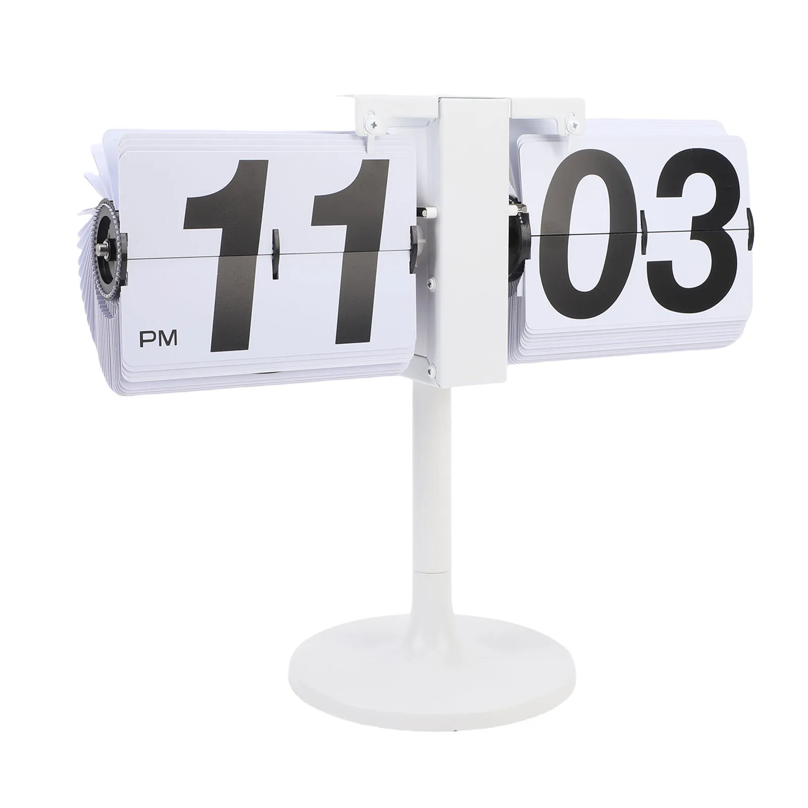 Mechanical  Clock 12 Hours 304 Stainless Steel PVC  Desk Clock Battery Powered Automatic Page Turning Quiet for Office