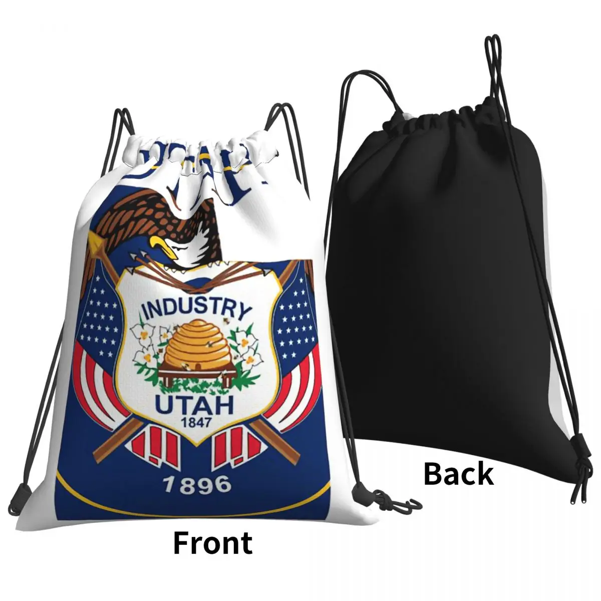 Utah State Flag Map Drawstring Gym Bag, Unique