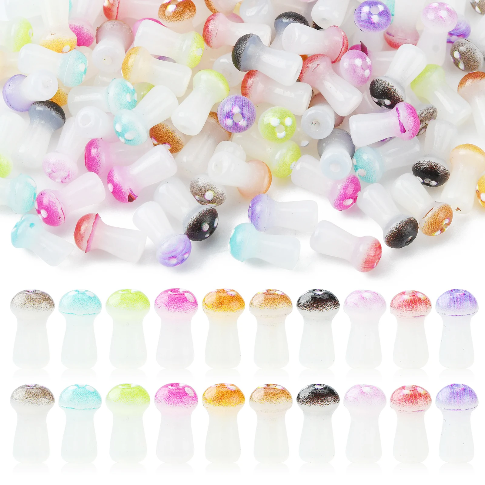 

Pandahall 100Pcs Random Color Opaque Glass Mushroom Beads Mini Mushroom Spacer Beads for DIY Necklace Bracelet Jewelry Making