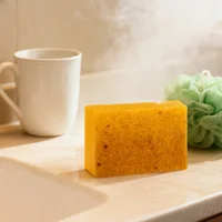 Savon à l'huile essentielle pour éliminer et blanchir l'acné au curcuma, avec protéines de collagène et acide citrique, savon à récurer fait à la main au citron 5