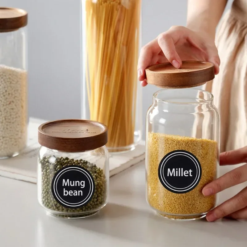 Round Shape Label Stickers Kitchen Jars Spice Bottle Food Storage Stickers Waterproof Reusable Blackboard 60/180pcs