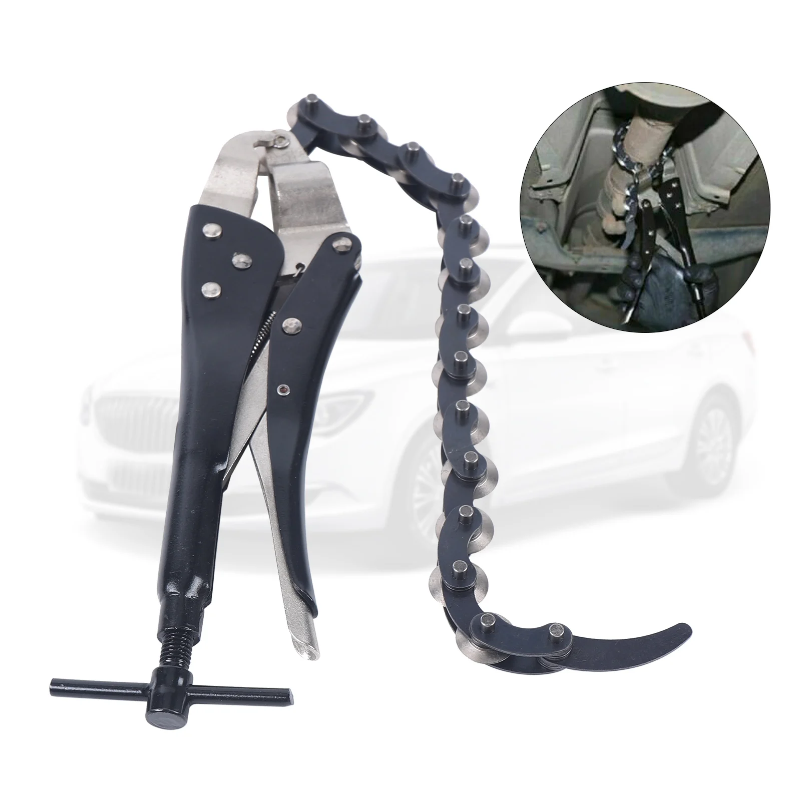 Multi Wheel Chain Lock-grip Pliers Tube Pipe Car Exhaust Pipe Cutter Durable Tailpipe Cutter Exhaust Chain Tool