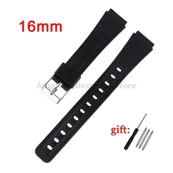 Premium Silicone Sport Diving Watchband with Silver Metal Buckle (16mm)