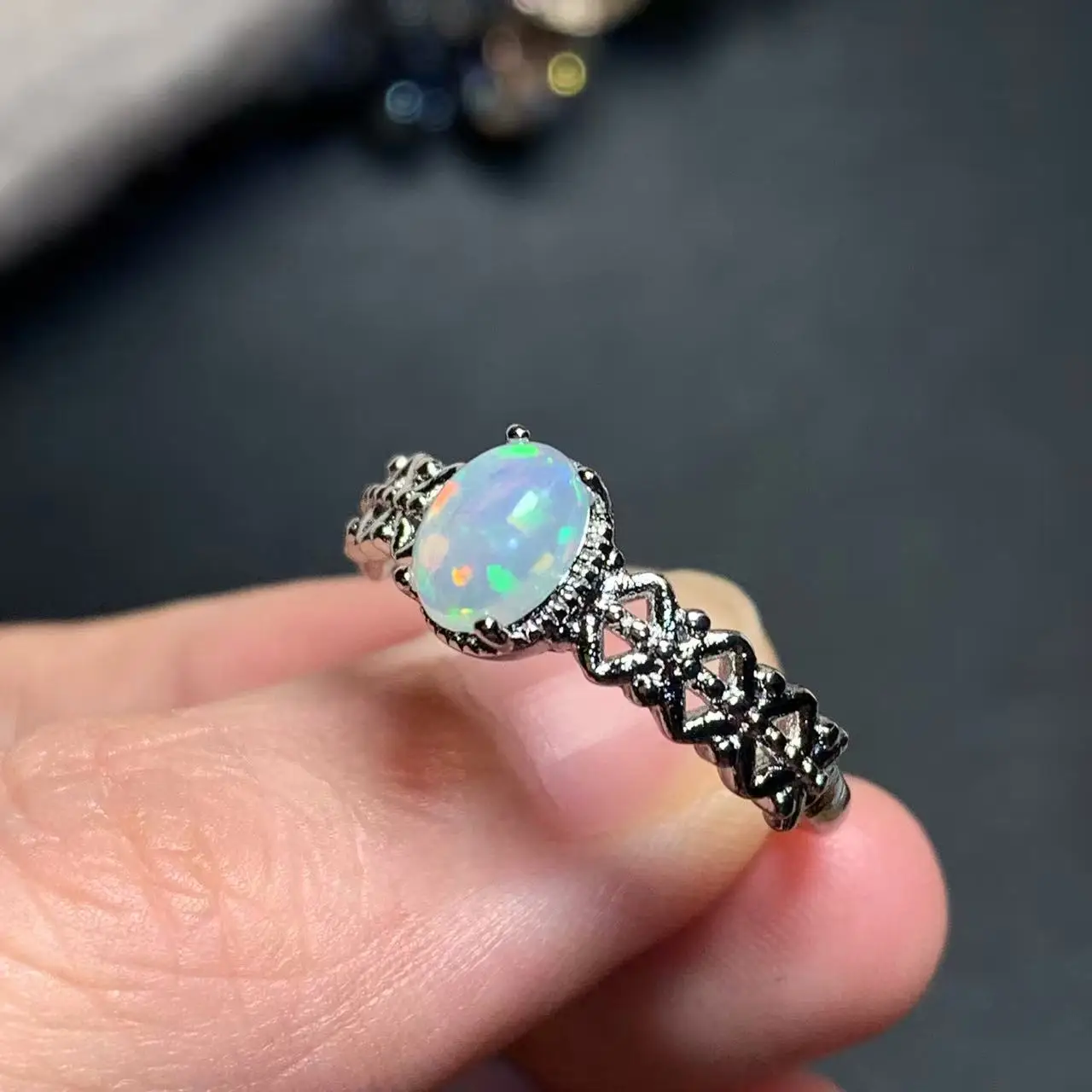 NEW ARRIVAL Natural Opal Ring Adjustable Female Ring Jewelry for Women Gift Wholesale High Quality Vintage Fine