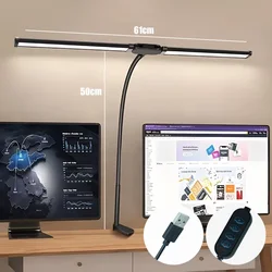 Enhanced LED Desk Lamp for Home Office - Eye - Caring, Color - Changing & Dimmable with Flexible Gooseneck and Double Head Design (Black)