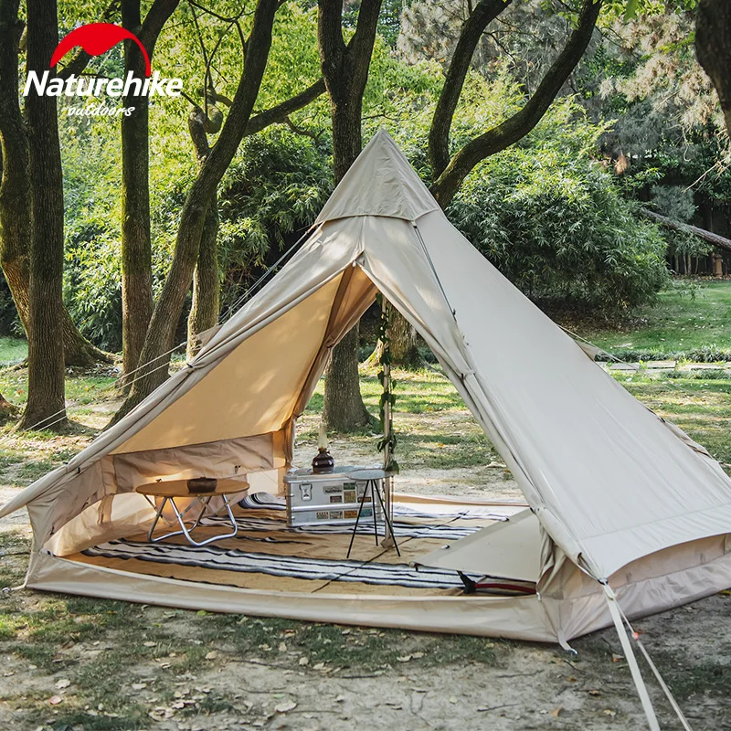 

Naturehike Cotton Camping Pyramid Tent 3-4-Person Outdoor Party Travel Large Tent Portable Breathable Waterproof Large Tent