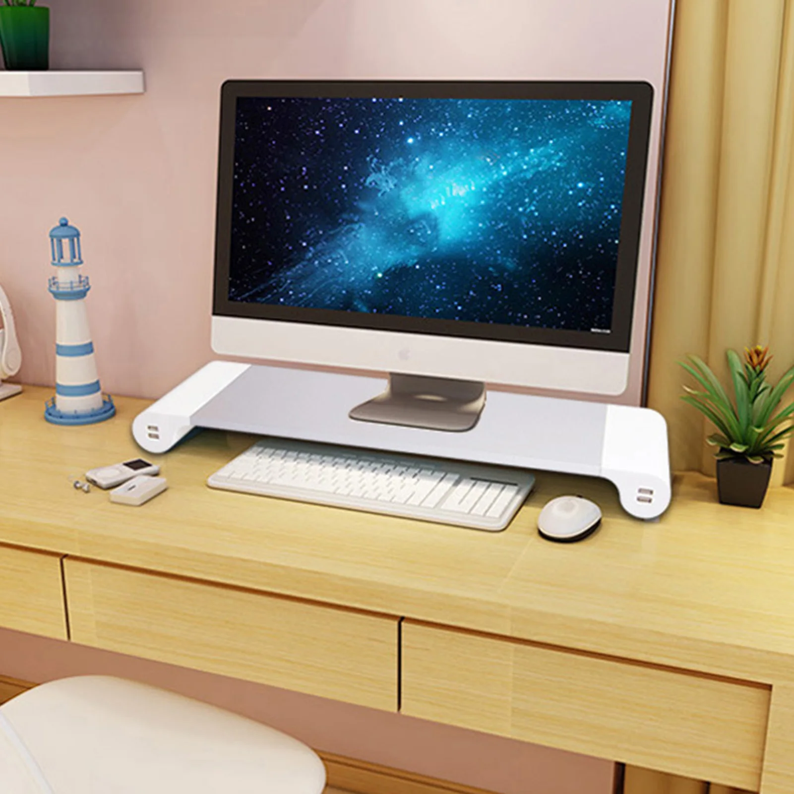 

Desktop Monitor Stand Aluminum Alloy Computer Monitor Stand Rack Lift Plate Multiport USB Charging Data Transfer Support Bracket