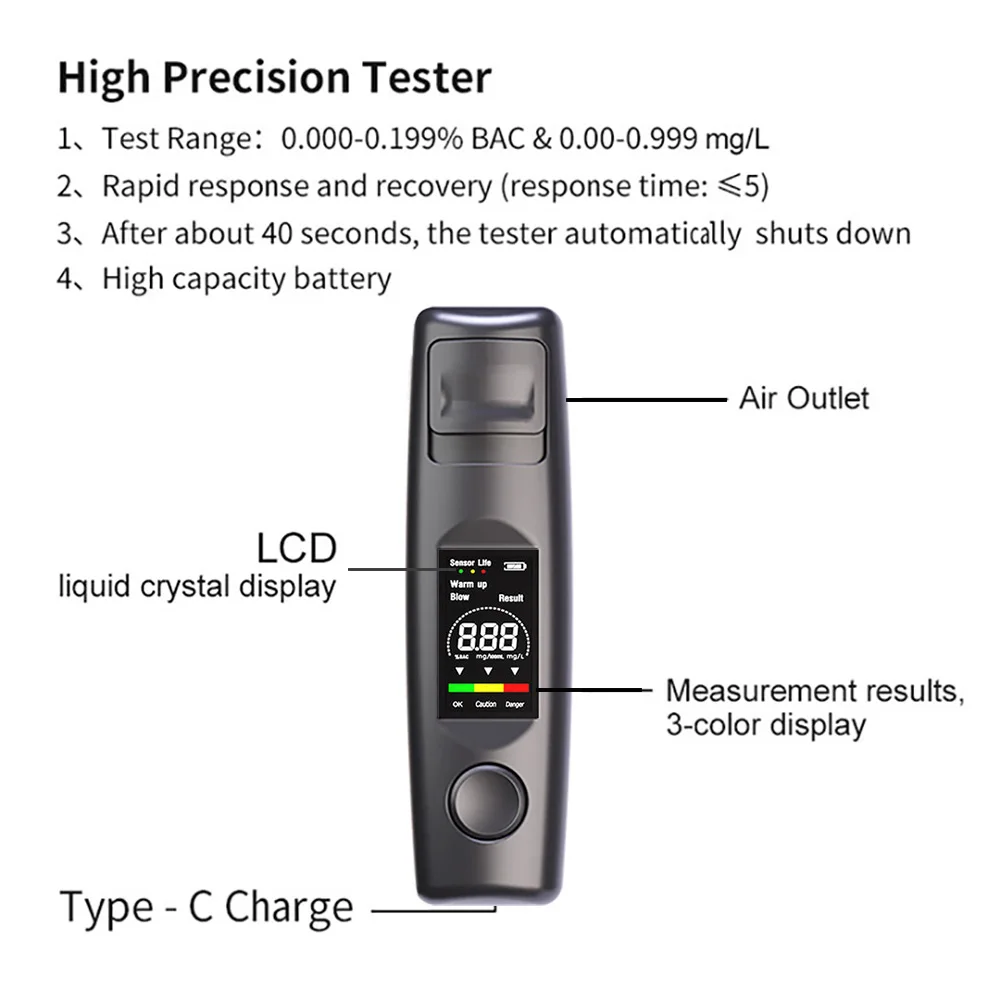 NOYAFA NF-AT9 Portable Alcohol Breath Tester Breathalyzer Analyze for alcohol tester breath alcohol tester