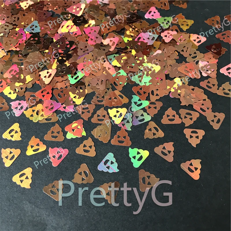PrettyG 1 Box Excrement Feces Shit Shape Laser Glitter Sequins for Resin DIY Making Art Craft Nail Decoration Accessories LB406
