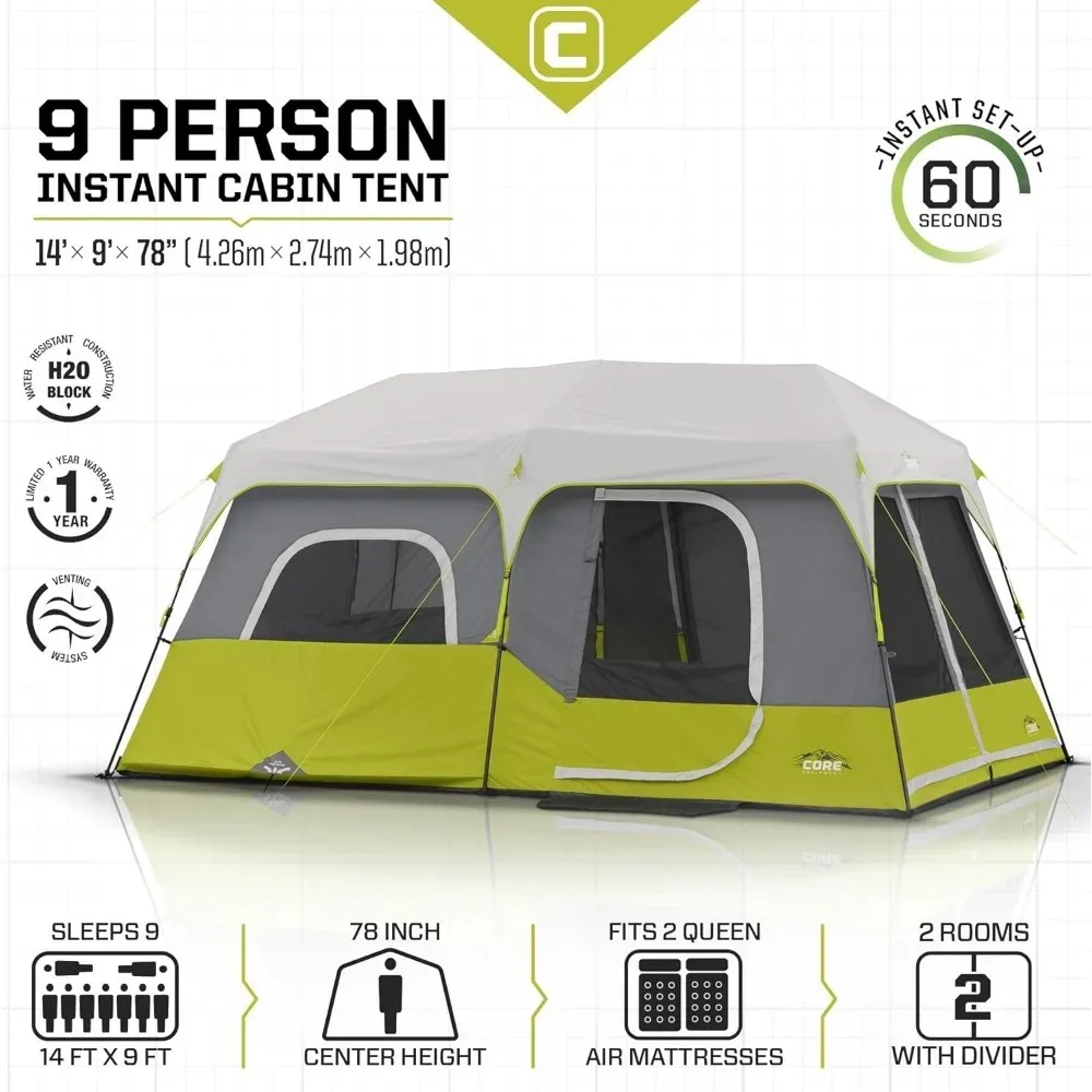 Interior view of 9 Person Tent