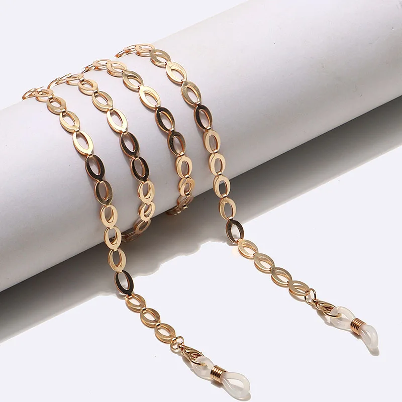 

Fashion Simple Gold Color Oval Glasses Rope Metal Glasses Chain Sunglasses Lanyard for Women Men