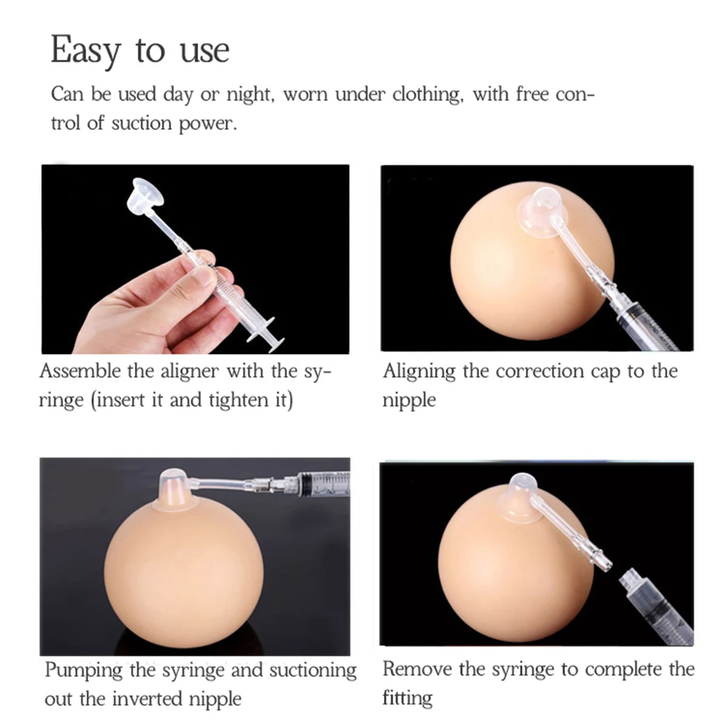 2pcs Soft Silicone Nipple Corrector Nipple Suckers Suction Nipple Aspirator Puller Flat Inverted Retraction Nipple Treatment Red 6