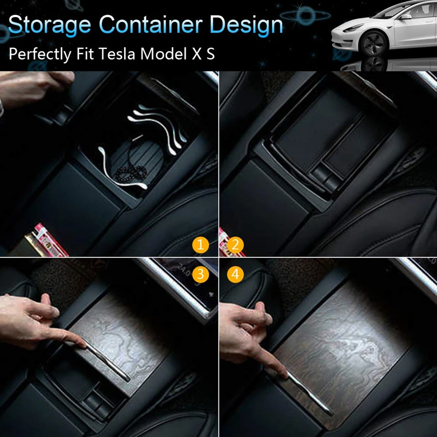Qi Wireless Car Charger Storage Caddy For Tesla Model S 2014-2020