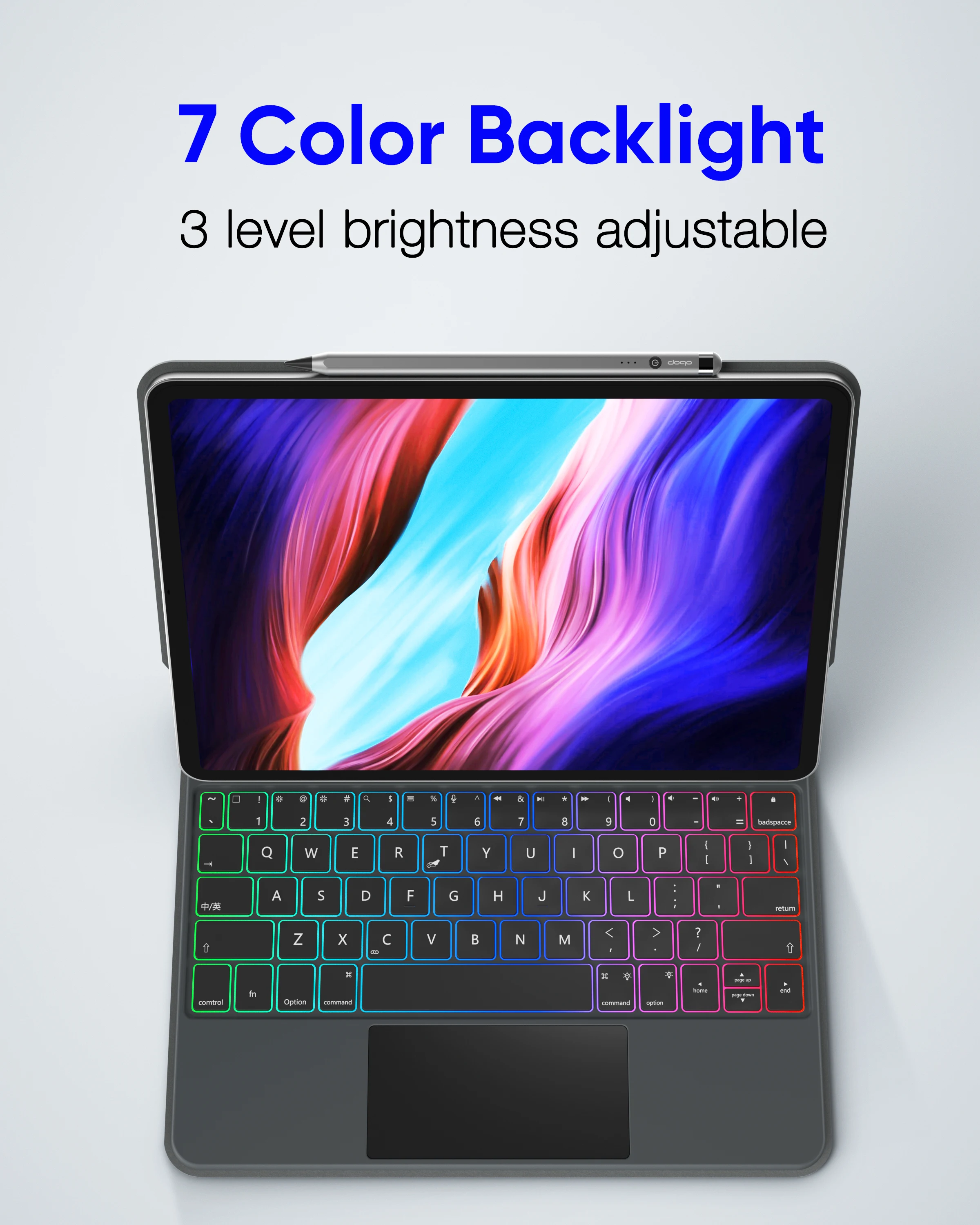 DOQO SP: Magic Keyboard Case Wireless Wite Trackpad Bluetooth For iPad Pro 11inch & iPad Air4 5''10.9inch With 7 Color Backlight