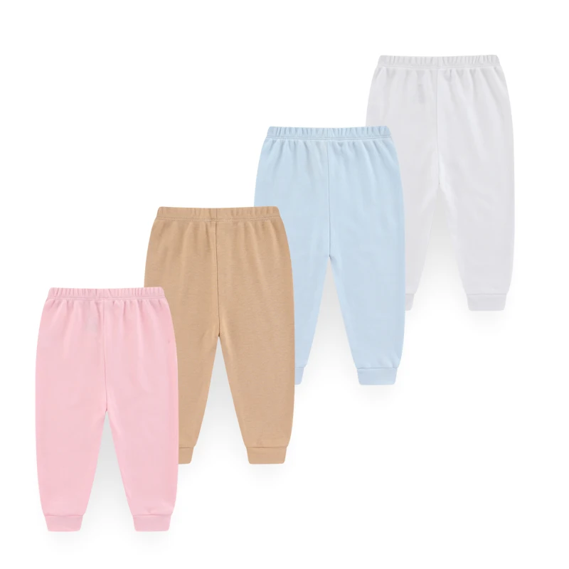 Cotton Pants Baby Trousers 4-Piece Unisex Baby Pants Cotton Solid Color 0-24 Months Boy Girl Trousers Four Seasons Infant Clothes