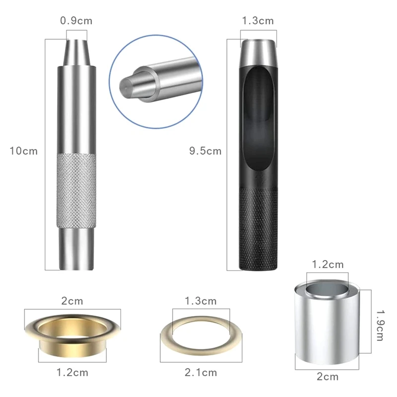 1 Set Of Hole Punch Tool Metal Eyelet Installation For Bag Hole Cloth Fabric Canvas Garment Diameter 12Mm Durable Easy Install