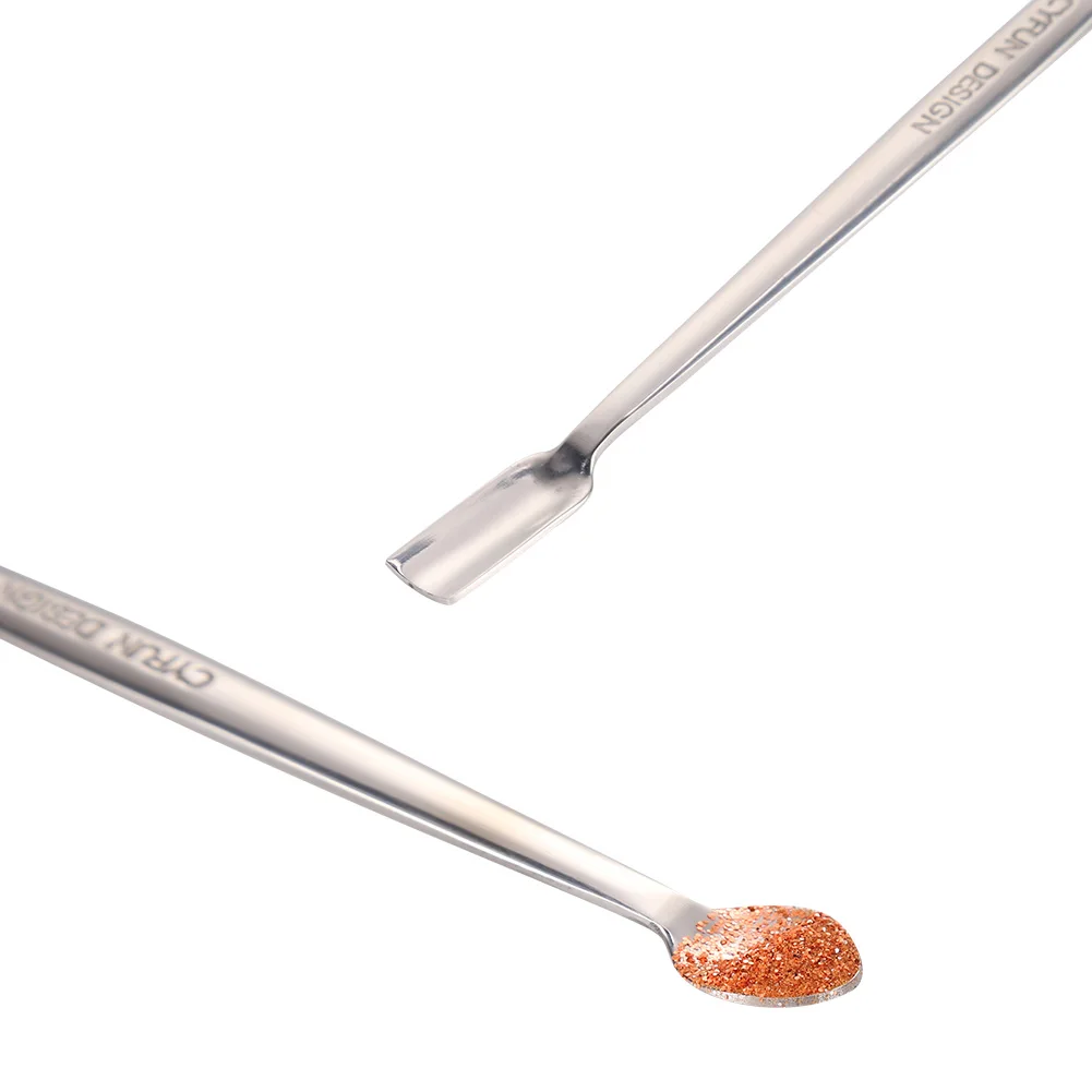 Double Headed Cuticle Pusher Dead Skin Remover Spoon Stainless Steel Art Cleaner Nail Art Tools Gel Polish Spoon Stick Nails