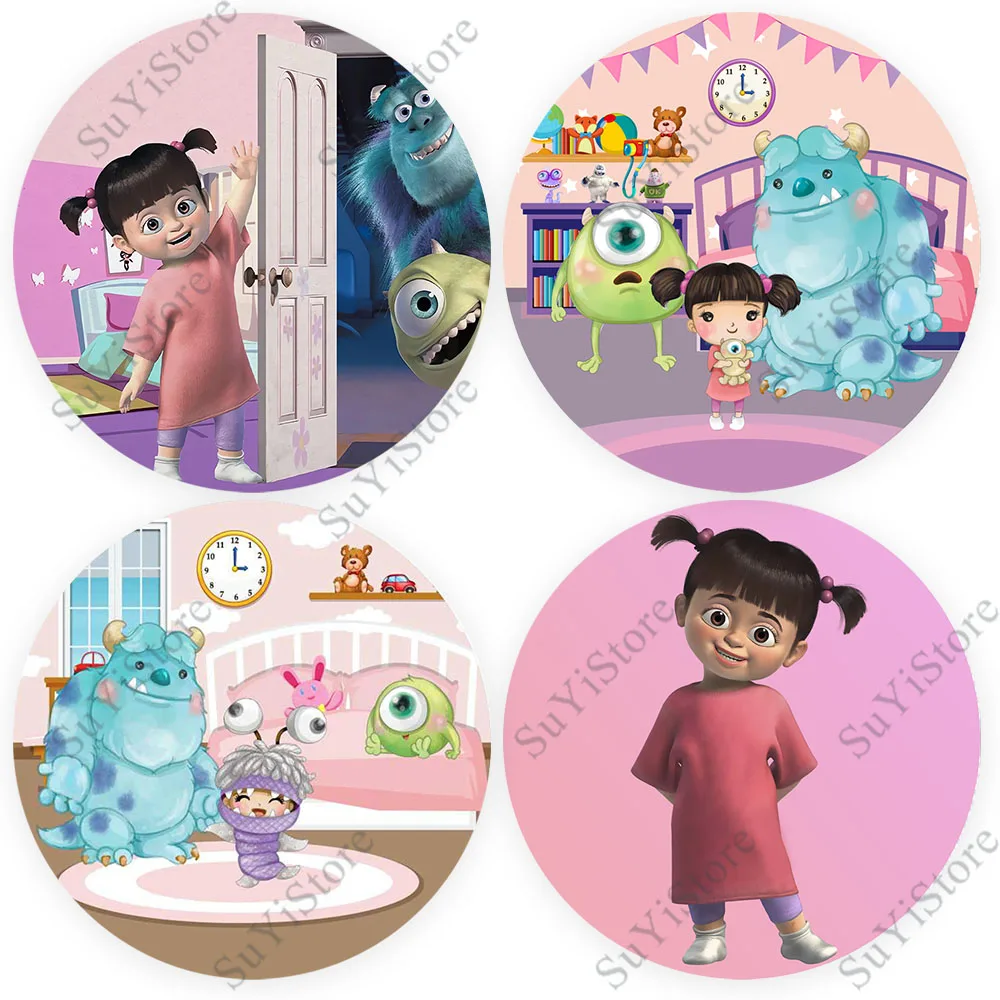 Круглая задняя крышка для фотографий монстров для детей на день рождения с изображением маленького бу