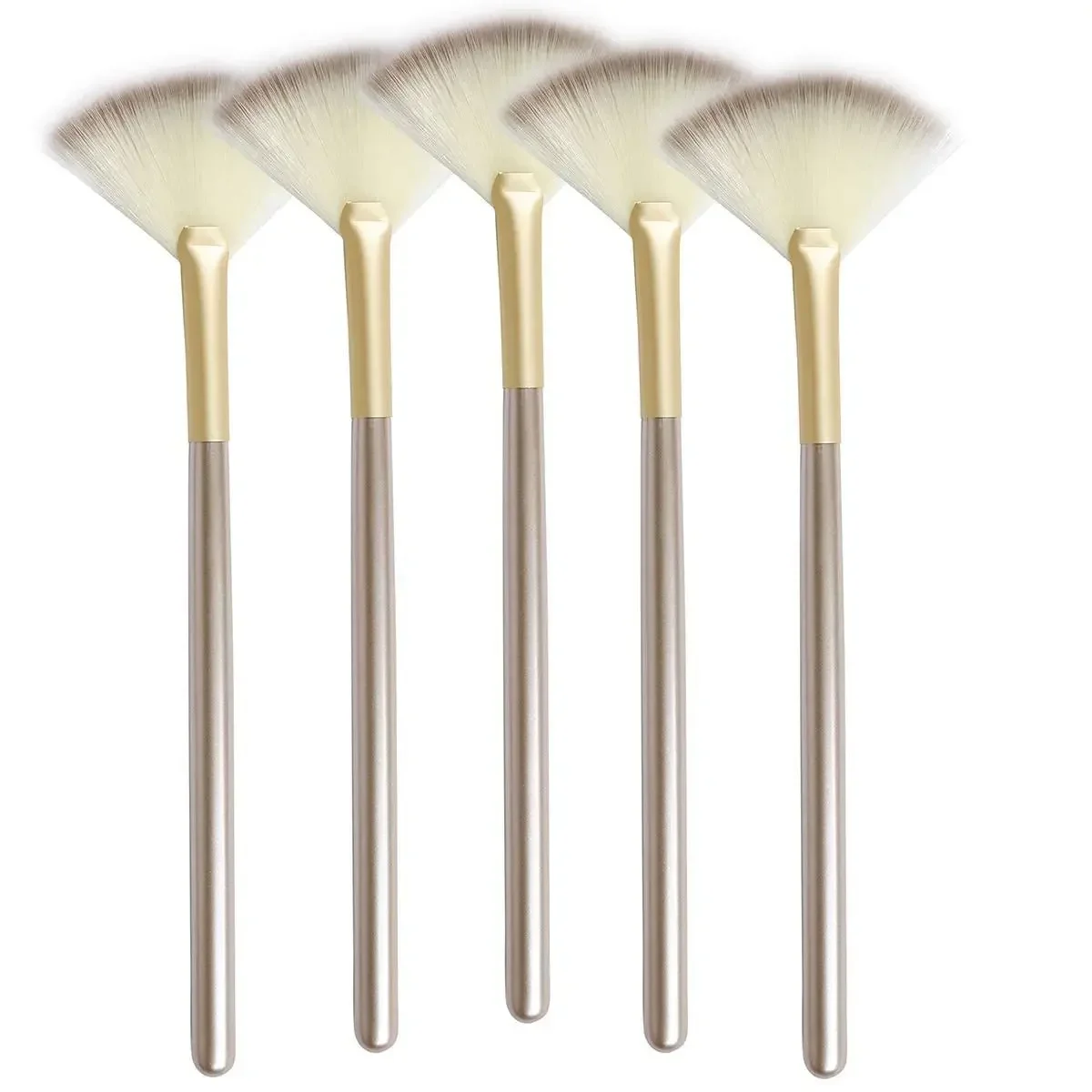 5pcs Fan Brushes Facial Brushes Makeup Brush Cosmetic Applicator Tools Wooden Handle Soft Fiber Glycolic Peel Mask