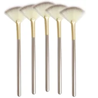 5pcs Fan Brushes Facial Brushes Soft Makeup Brush Cosmetic Applicator Tools Wooden Handle and Soft Fiber for Glycolic Peel Mask 1