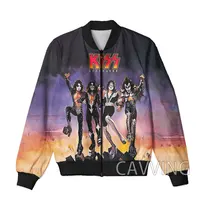 New Fashion Women/Men's  3D Print  KISS Rock Band   Zipper Bomber Jackets Men Overcoat Mens Coat Zip Up Jackets  K03 1