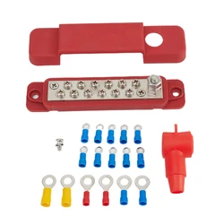 High - Capacity 12 Point Battery Power Distribution Block Bus Bar 48V 180A (Red)