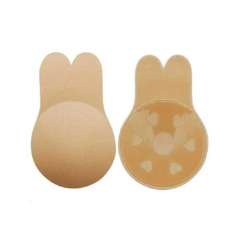 2 Pcs Reusable Rabbit Ear Nipple Sleeve Weight Lifting Silicone Adhesive Bra Pad for Sports Push-Up Plank WorkoutUI 3
