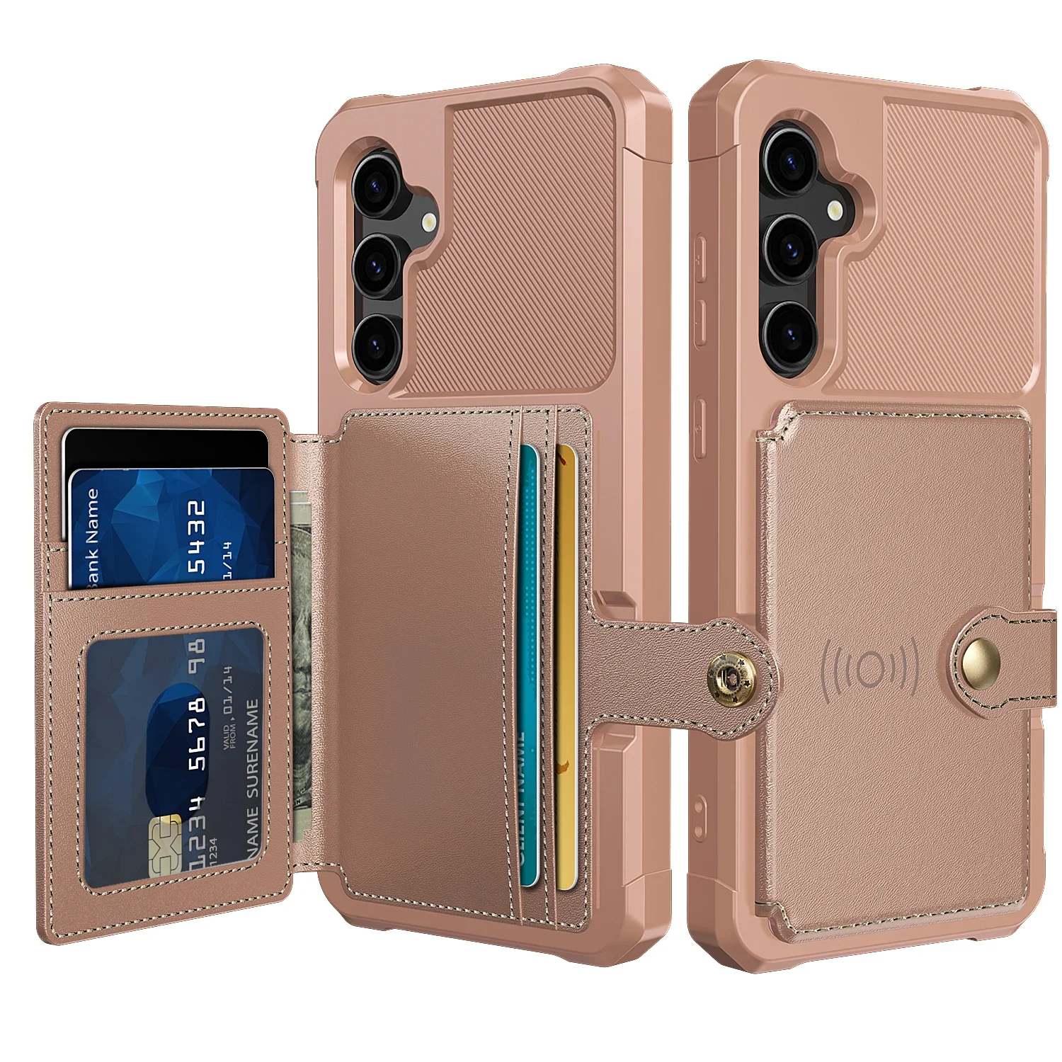 Magnetic Leather Wallet Case with Card Slot - Premium Pocket Pouch Cover in Sleek Design