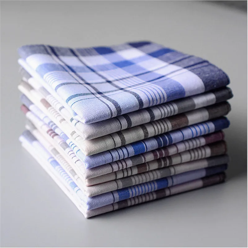 

1pc Square Plaid Stripe Handkerchiefs Men Classic Vintage Pocket Pocket Cotton Towel For Wedding Party 38*38cm Random Color New