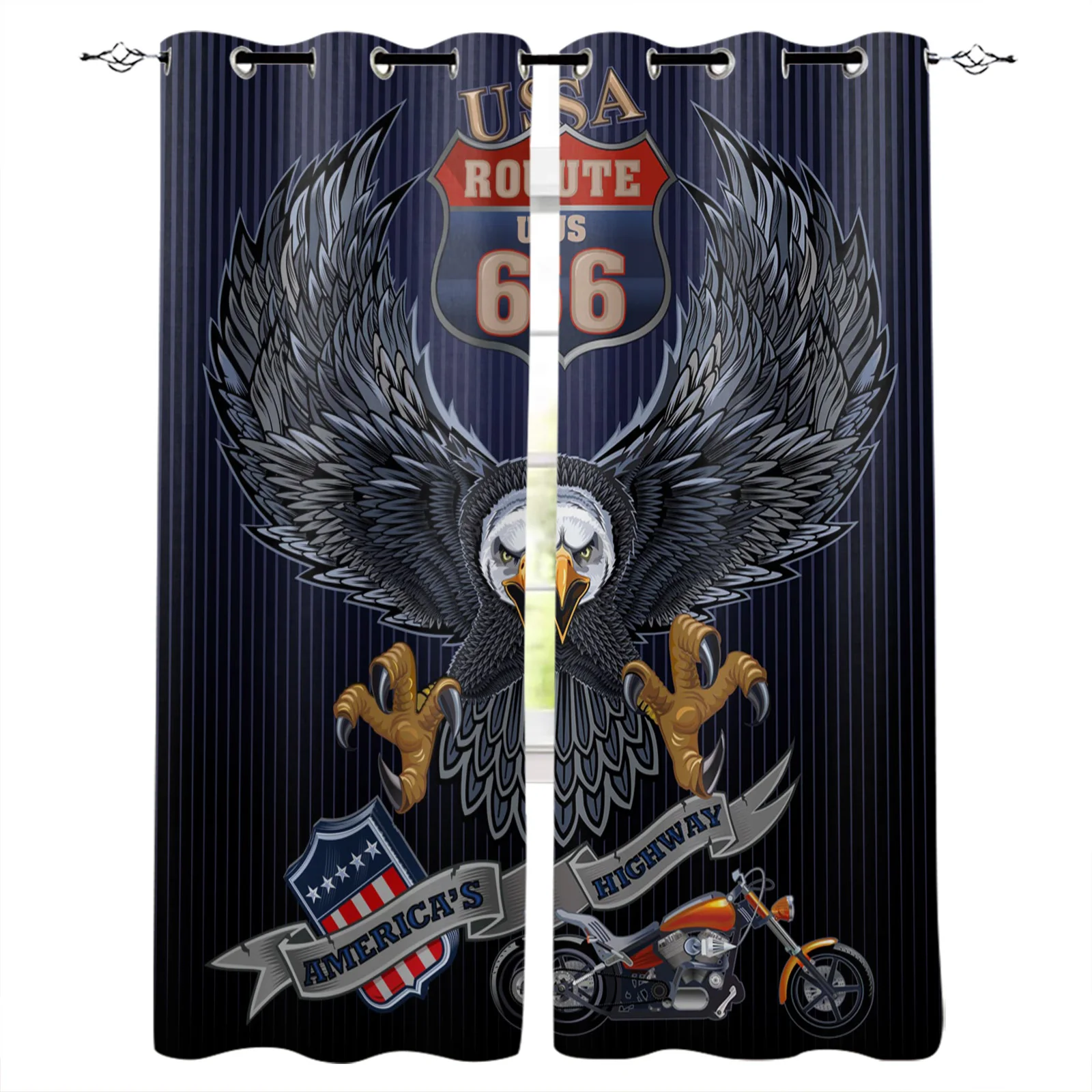 

Eagle Banner Motorcycle Blackout Curtains Window Curtains for Bedroom Living Room Decor Window Treatments
