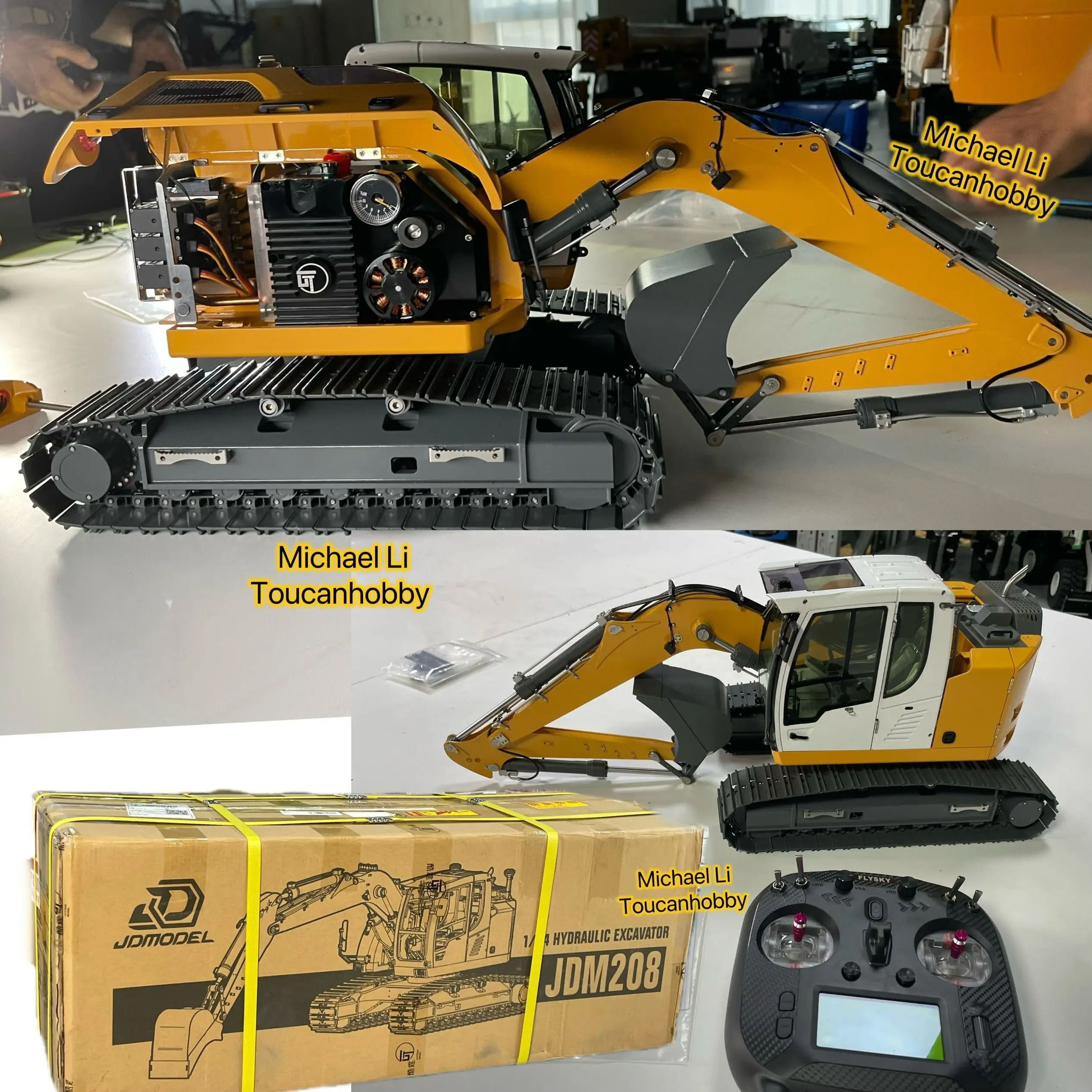 In Stock JDM-208 R920 1/14 RC Hydraulic Excavator RTR 3 Way Directional Valve ST8 Sound Light Painted Assembled Digger Model 2