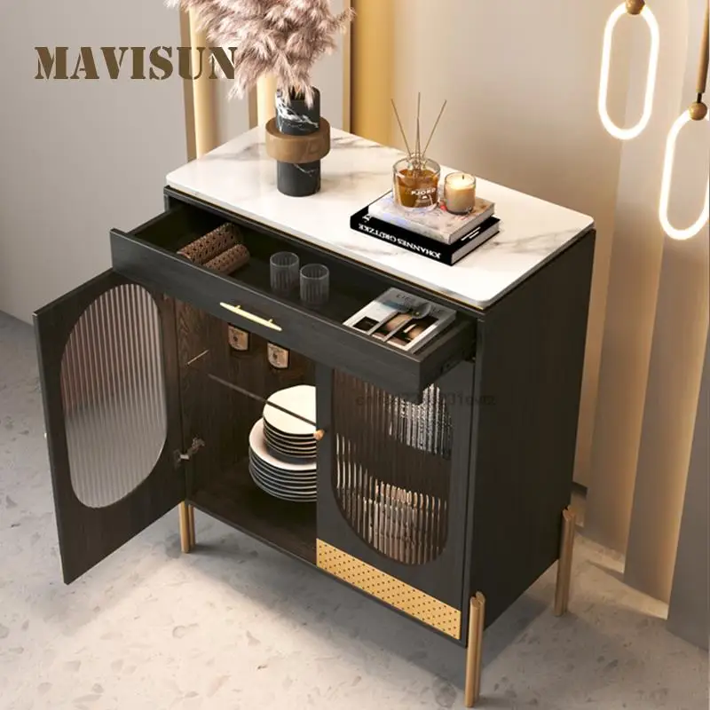 Light Luxury Retro Dining Sideboard Domestic Rock Slab Wine Cabinet French Fireplace Decoration Storage Cabinets For Living Room