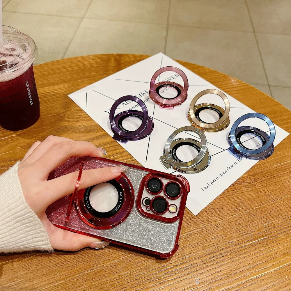 Foldable Finger Ring Holder Stand Grip 360 Rotating For Mobile Phone Car Magnetic Mount Phone Back Sticker Pad Unniversal Bracke