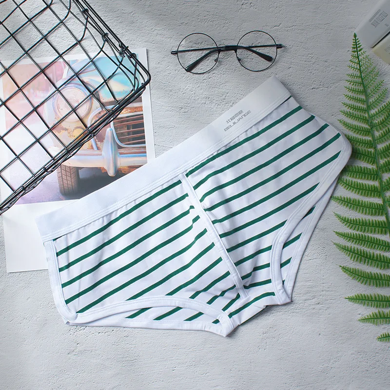 Men's underwear striped boxer pants cotton breathable sexy boxer PANTS YOUTH sexy low waist narrow hem pants head
