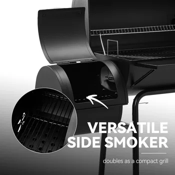 CC1830SC Charcoal Grill Offset Smoker with Cover, 811 Square Inches, Black, Outdoor Camping 5