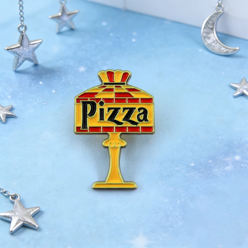 Retro Fun Pizza Lampe Emaille-Anstecknadel Lustiges Foodie-Abzeichen Kleidung Taschen Accessoires Kreatives Geschenk – Detail 4