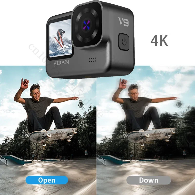 WiFi Action Camera 4K/30FPS 12MP Anti-shake V9 Remote Control Screen Underwater Waterproof Helmet Camcorder Drive Recorder