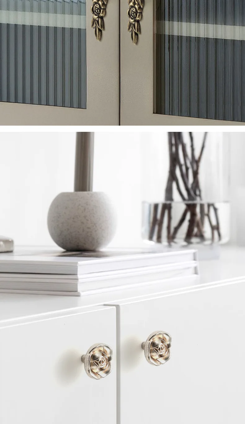 YUTOKO Möbelschrankgriff, Zinklegierung, europäischer Stil, Farbschrank, Kleiderschrank, Griff, Küchenmöbel-Hardware-Griff – Detail 7