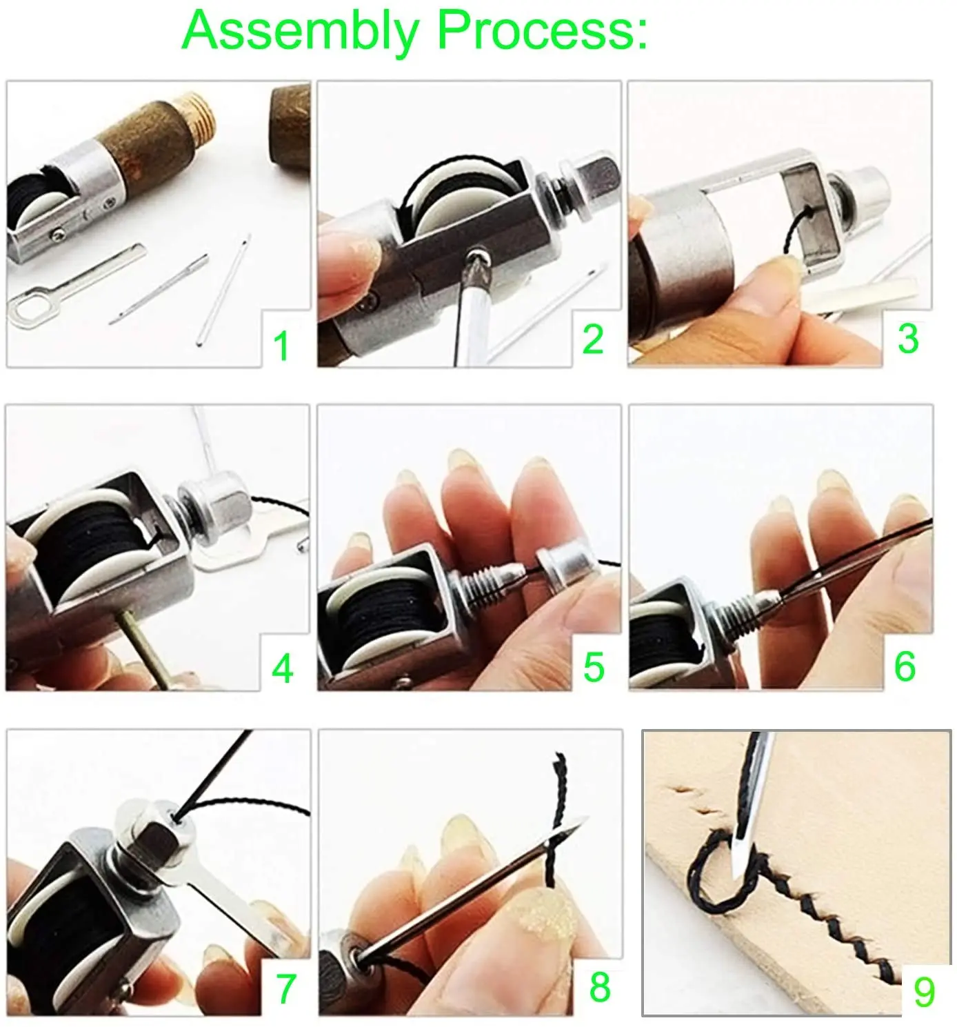 Leather sewing kit Leather Sewing Awl Thread Kit Hand Sewing Machine Speedy Lock Stitcher Thread Needles DIY Craft Shoemaker Canvas Repair Tool