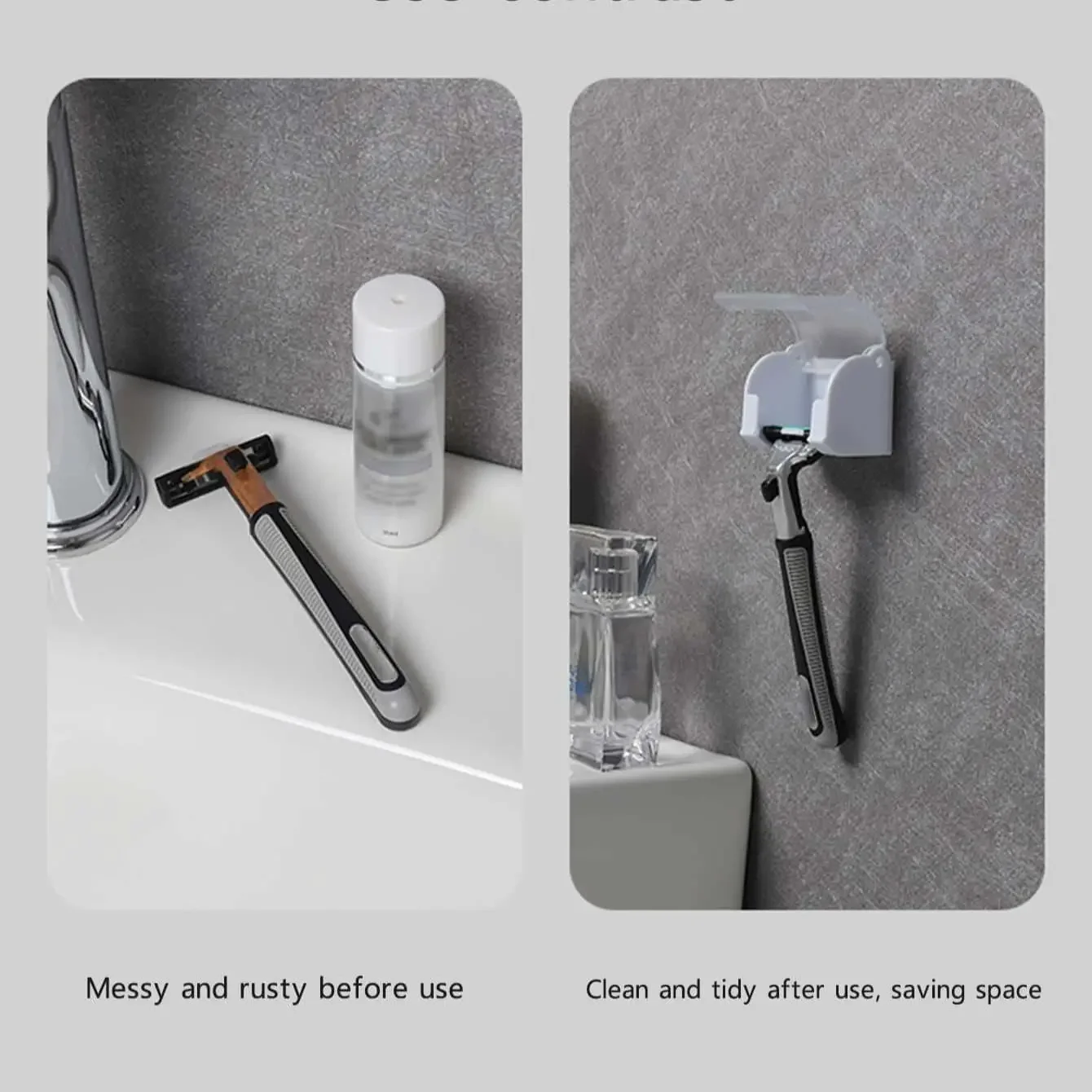 Men Shaver Razor Brush Blade Holder 1PC Bathroom Wall Sucker Hook Stand