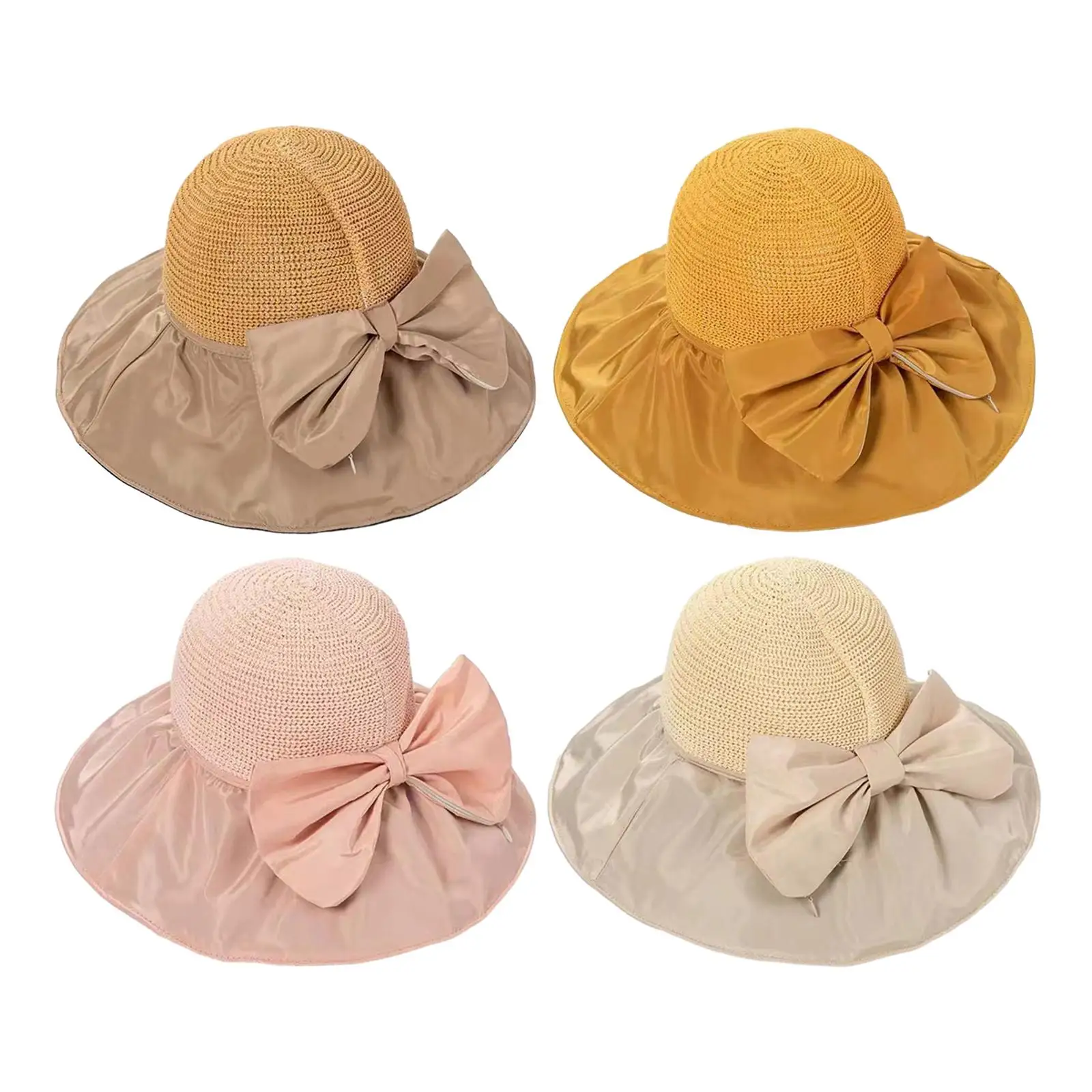 Womens Sun Hat Wide Brim Sun Protection Hat Casual Floppy Beach Bucket Hat