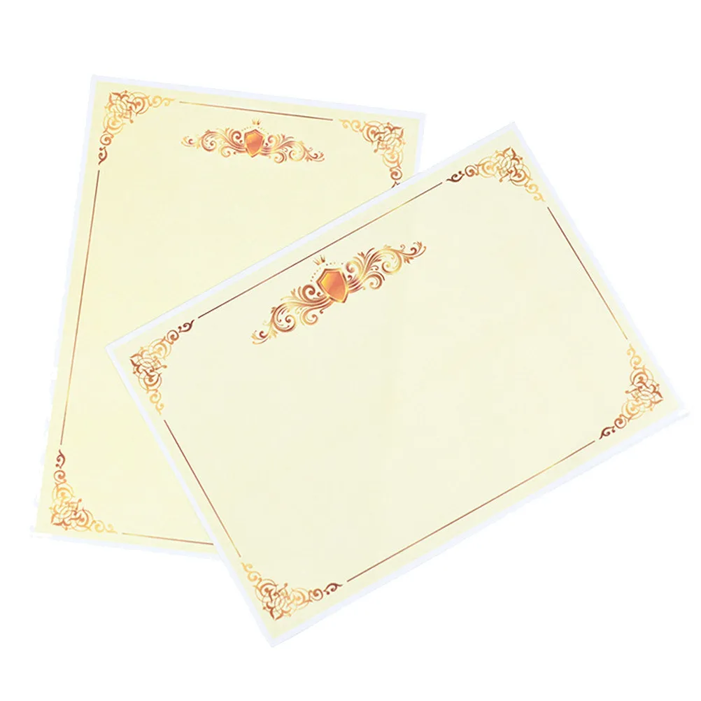 100Pcs 인증서 용지 A4 21x29cm 메탈릭 골드 테두리는 상, 졸업, 직원 인정, 교실에 적합합니다.