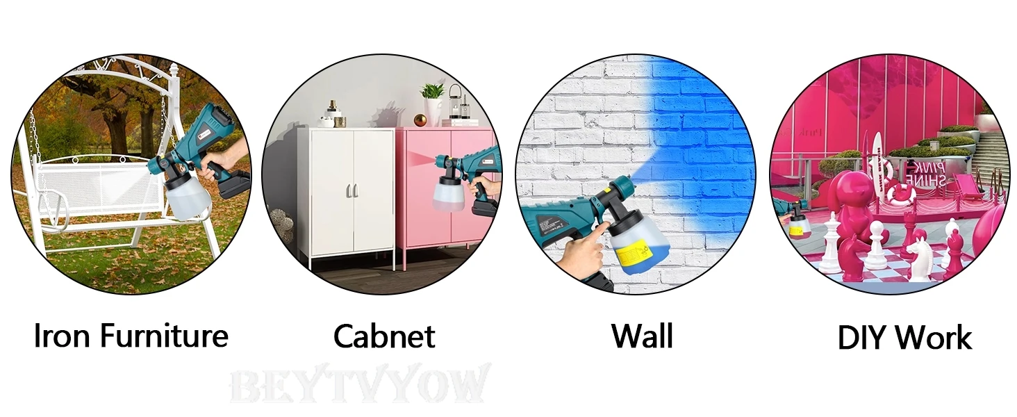 Cordless Paint Sprayer Compatible with Makita 18V Battery 1000ml HVLP Spray Pain