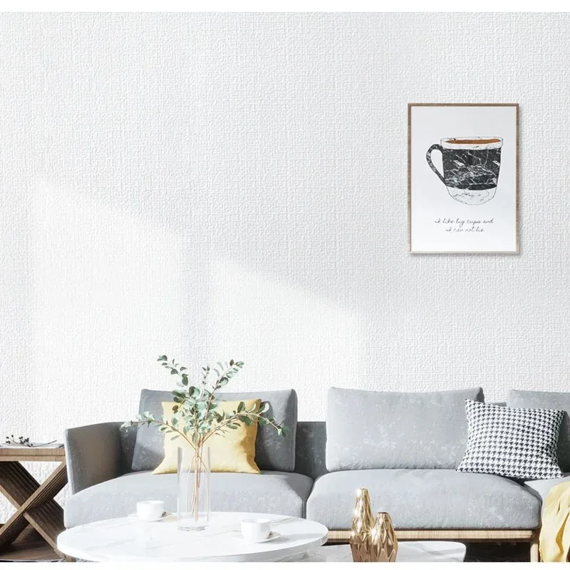 50cmX10m Linen 3D Foam Self-adhesive PVC Solid Color Thickened Waterproof Background art Wall Renovation Wallpaper Wall Stickers 3