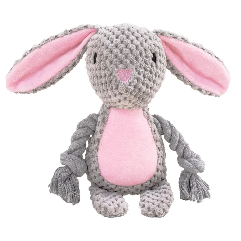 Interactive Animal Plush Rope Toy - Engaging Squeak and Chew Fun