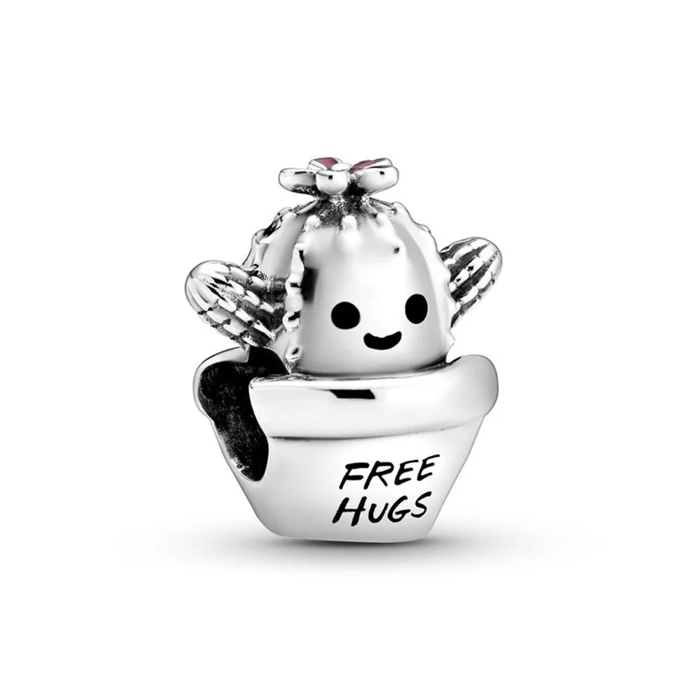 

Authentic 925 Sterling Silver Bead Free Hugs Cactus Charm Fit Pandora Women Bracelet Bangle Gift DIY Jewelry