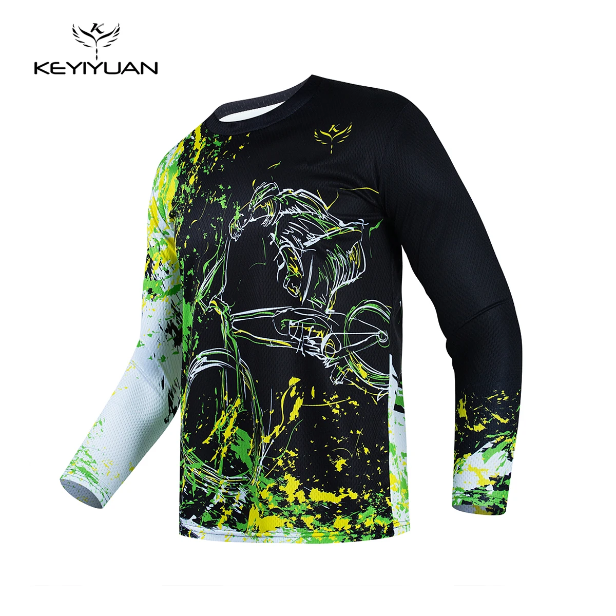 

KEYIYUAN New Long Sleeve Mountain Bike Cycling Jersey Men Motocross Downhill T-shirt Wielershirt Heren Roupa Ciclista Masculino